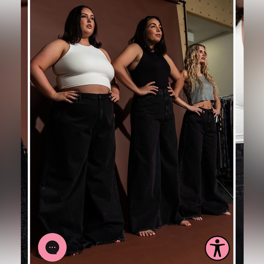 Dressed in Lala wide leg denim in Throwback Black